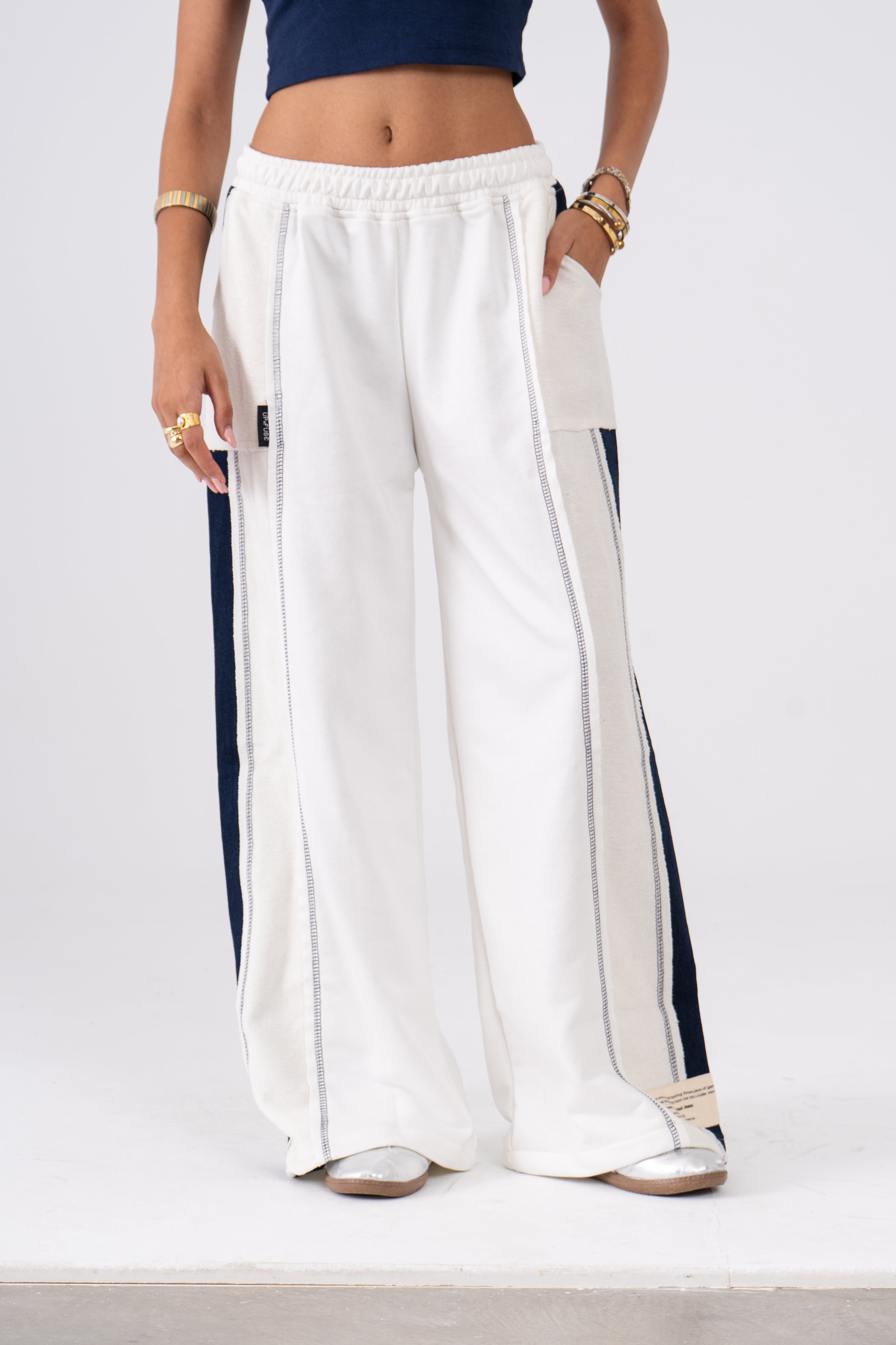 Patchwork Pants in Off-White