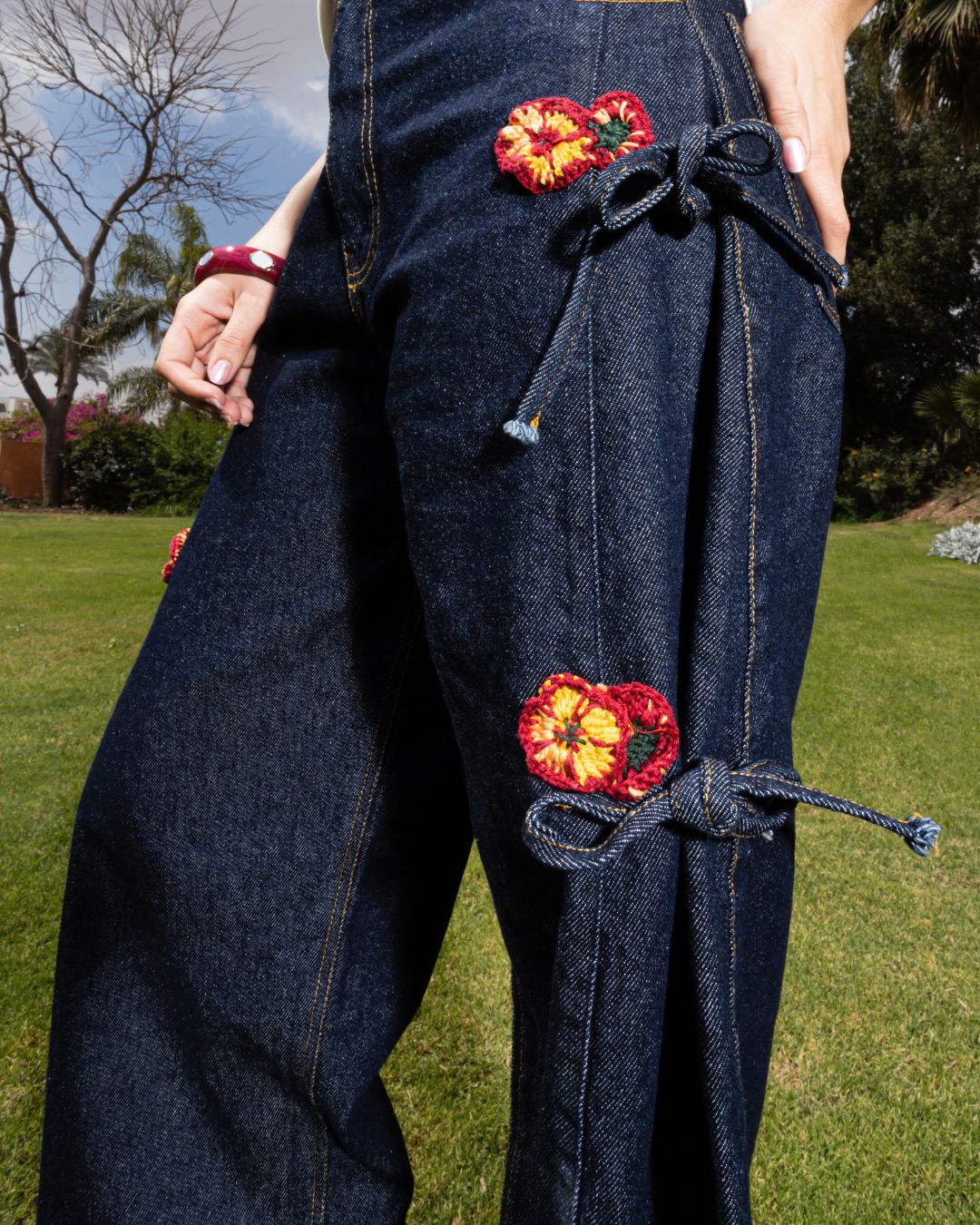 Denim Pants - Poppy Field