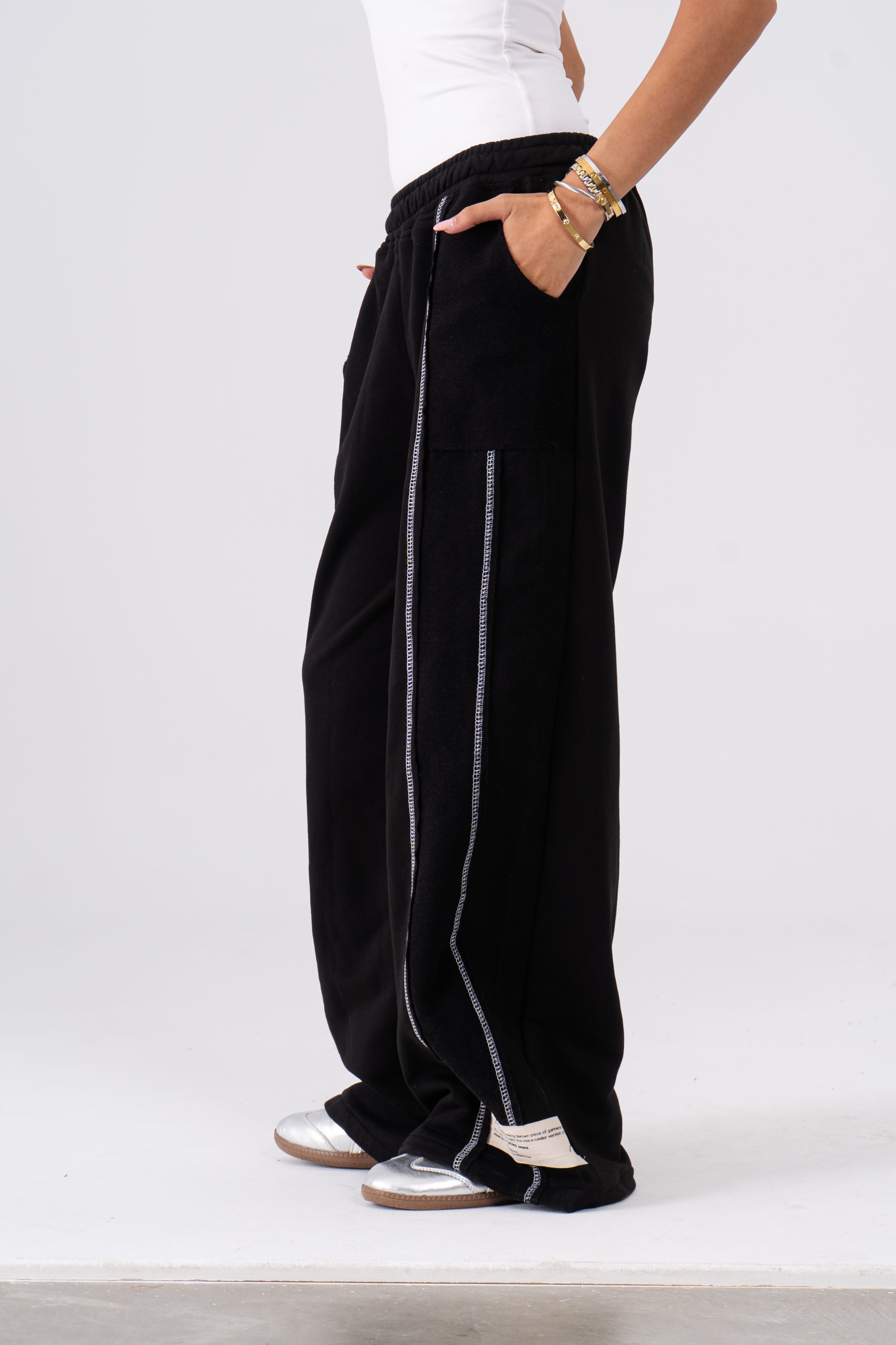 Patchwork Pants in Black