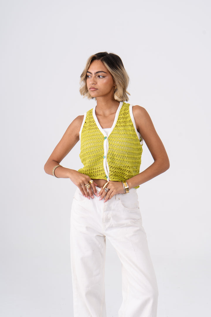 Nina vest in Lime Green
