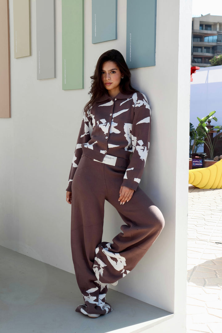 Brown Confetti Knit Set