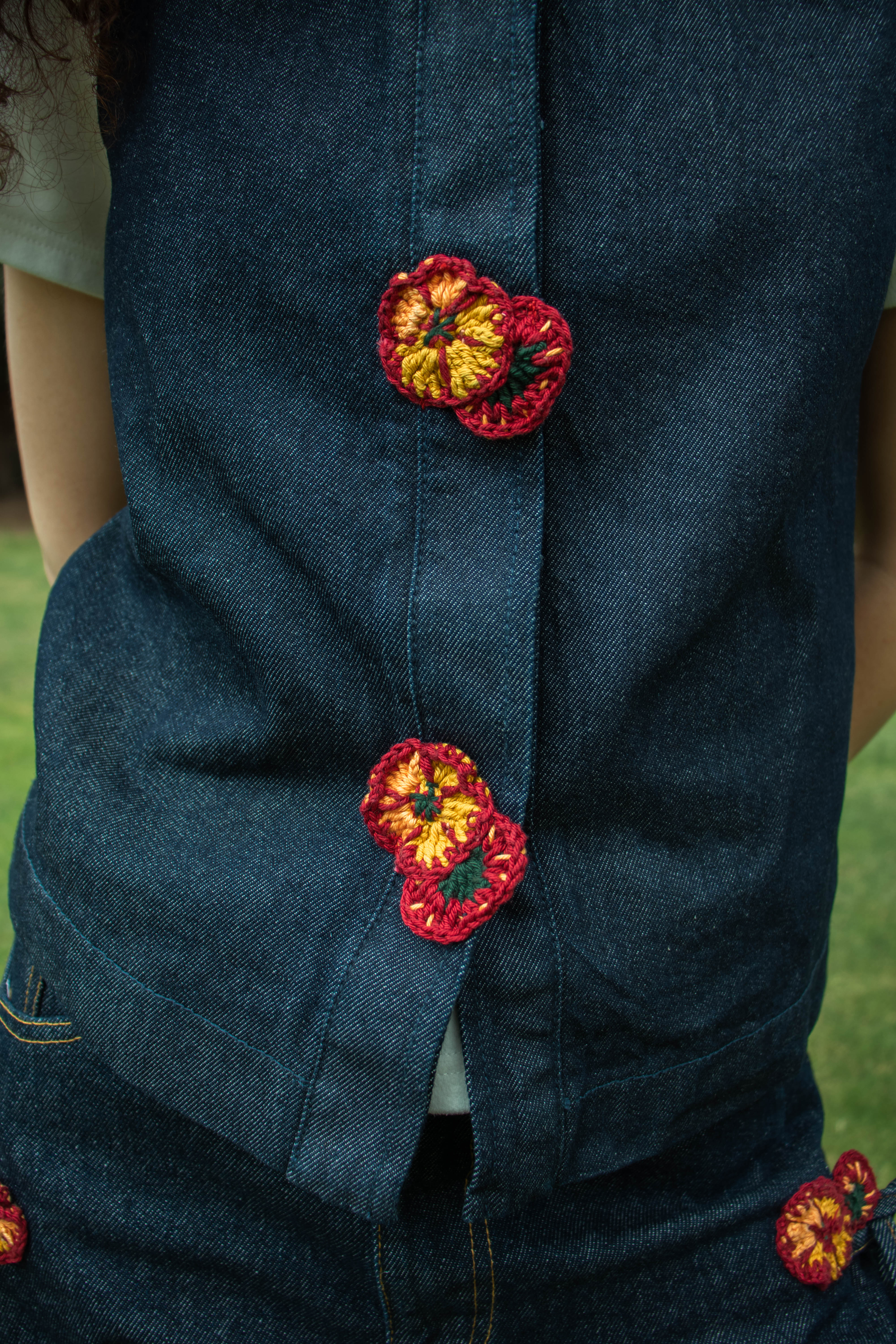 Denim Vest - Poppy Field