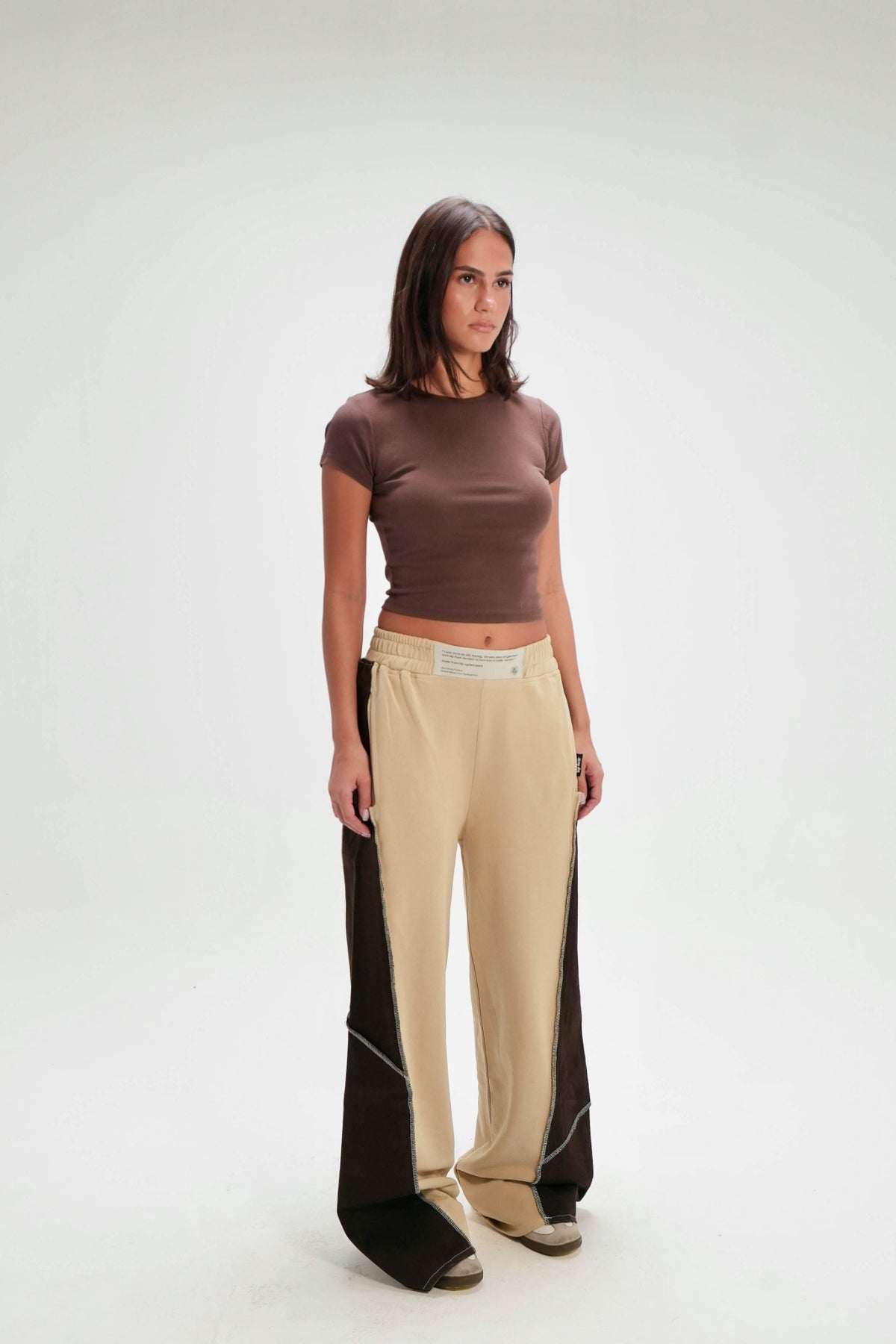 Up-Fuse Everyday Pants in Beige - detail and fit photo 3