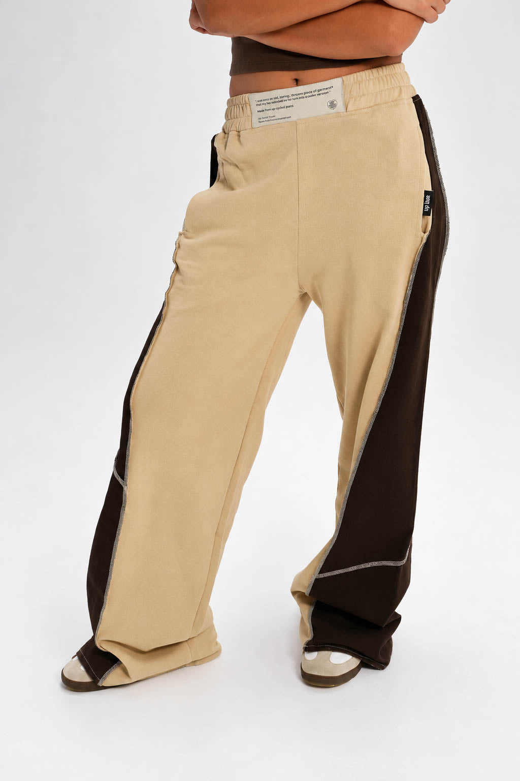 Up-Fuse Everyday Pants in Beige - detail and fit photo 7