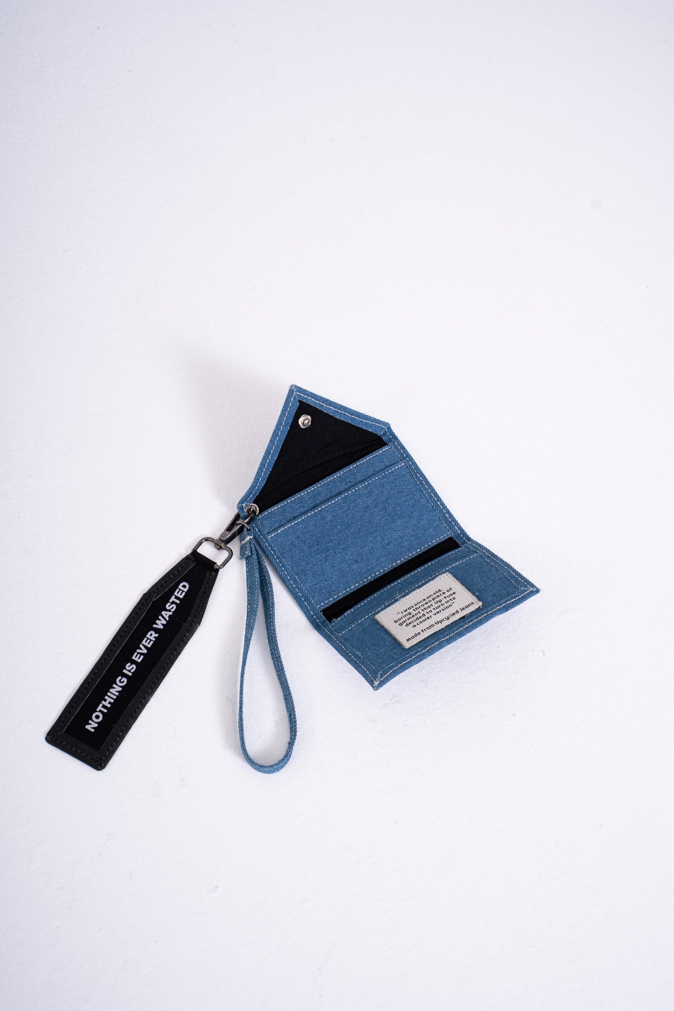 Heart Logo Wallet — Blue Denim open view