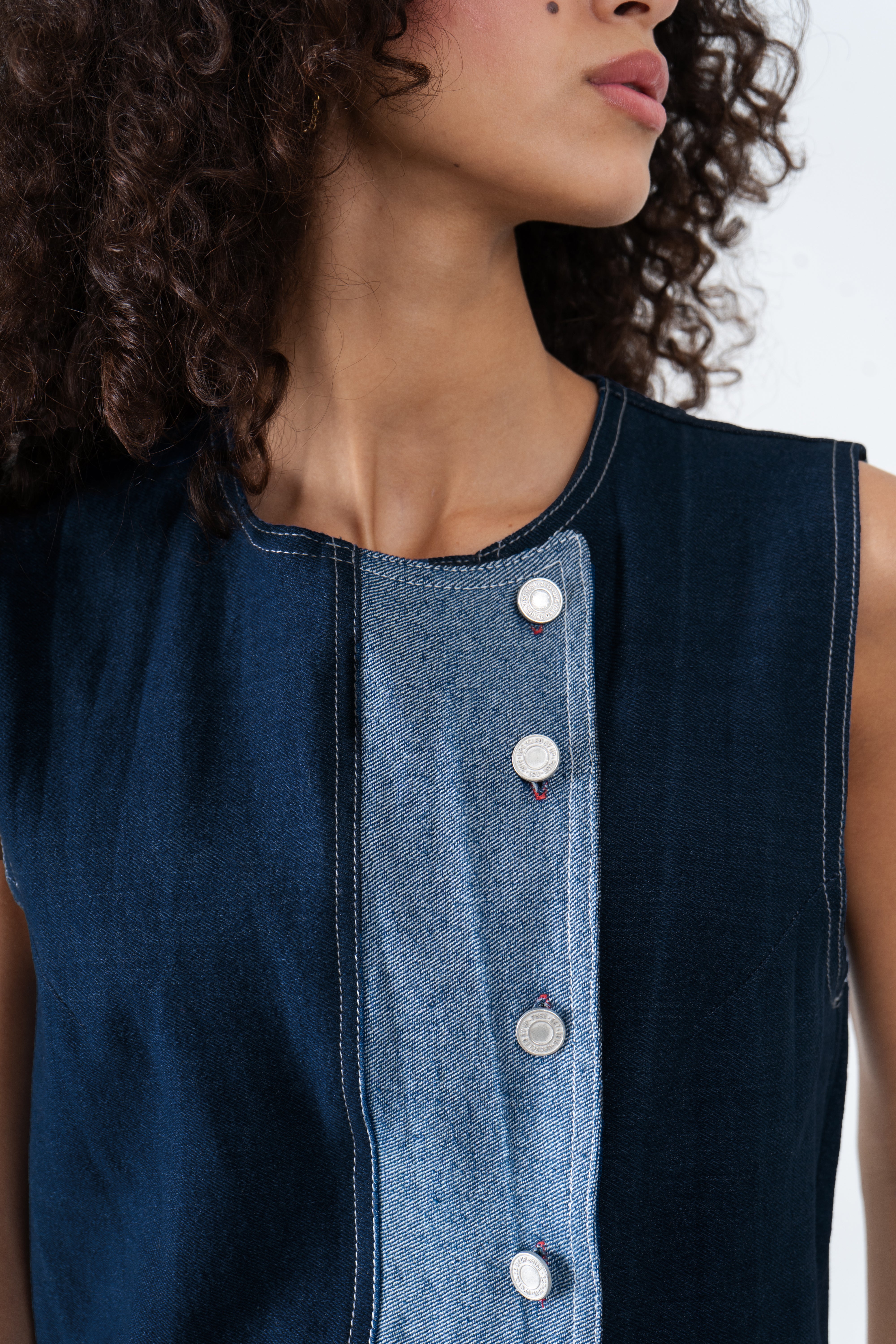 Asymmetric Denim Vest in Blue