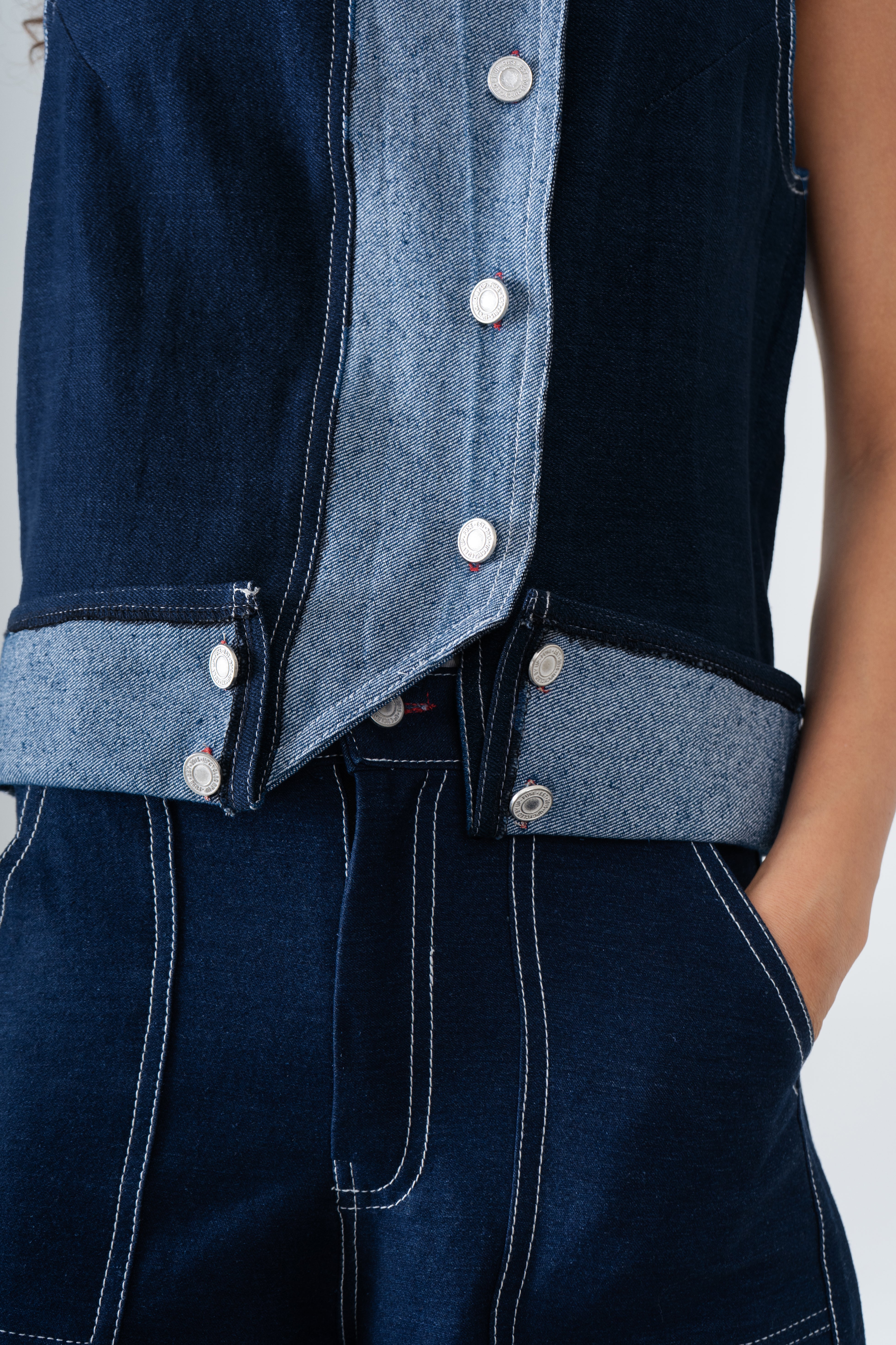 Asymmetric Denim Vest in Blue