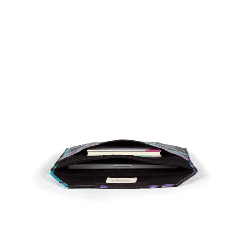 Black Purple Blue Laptop Case props inside